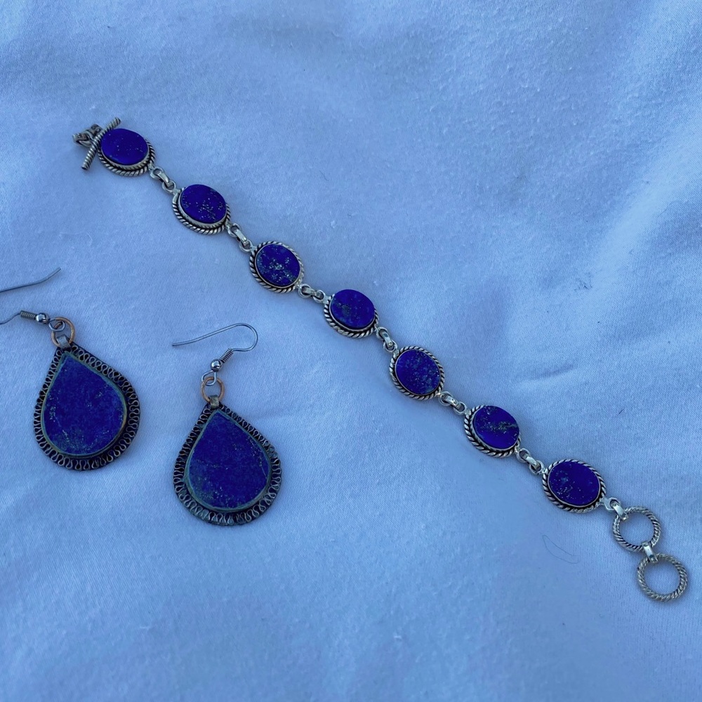 Lapis Lazuli bracelet and earrings set